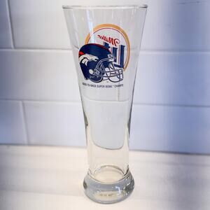Vintage Denver Broncos Miller Pilsner Glass, "Back-To-Back Super Bowl Champs"
